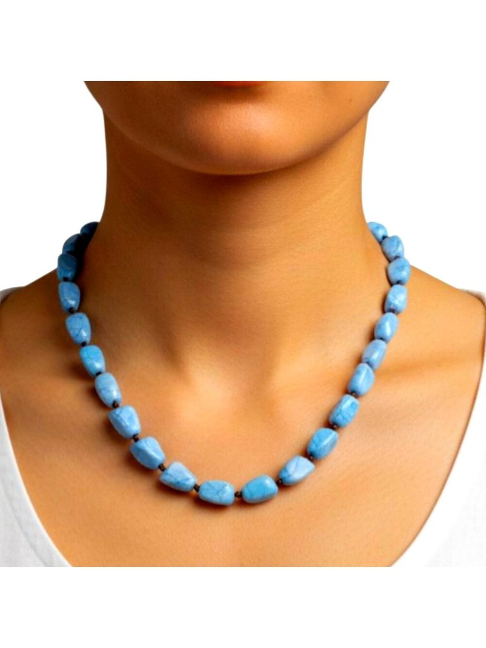 Premier Designs Necklace Blue Single Strand Lobster Clasp 18"
